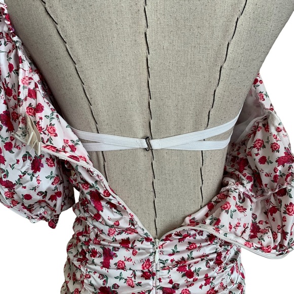For Love Lemons Melrose Dress Floral Ruched Dress Medium - Picture 10 of 16